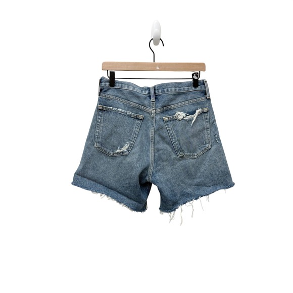 AGOLDE Parker Long High Rise Distressed Denim Shorts Blue A9027-1141 Size 26 - Picture 6 of 8